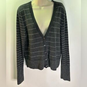 American Eagle women’s striped XL cardigan grey and silver cotton blend